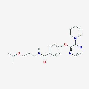 molecular formula C22H30N4O3 B2982271 4-{[3-(piperidin-1-yl)pyrazin-2-yl]oxy}-N-[3-(propan-2-yloxy)propyl]benzamide CAS No. 1115979-61-7