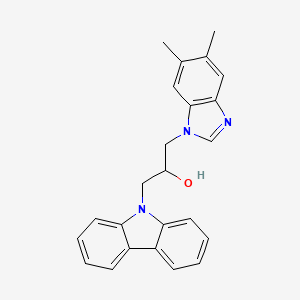 molecular formula C24H23N3O B2982274 1-Carbazol-9-yl-3-(5,6-dimethylbenzimidazol-1-yl)propan-2-ol CAS No. 2379975-42-3