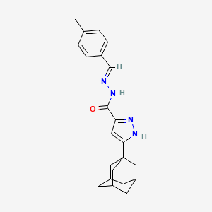 molecular formula C22H26N4O B2982283 5-ADAMANTAN-1-YL-2H-PYRAZOLE-3-CARBOXYLIC ACID (4-METHYL-BENZYLIDENE)-HYDRAZIDE CAS No. 307320-58-7