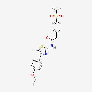 molecular formula C23H26N2O4S2 B2982285 N-(4-(4-ethoxyphenyl)-5-methylthiazol-2-yl)-2-(4-(isopropylsulfonyl)phenyl)acetamide CAS No. 955538-67-7