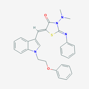 molecular formula C28H26N4O2S B298229 3-(dimethylamino)-5-{[1-(2-phenoxyethyl)-1H-indol-3-yl]methylene}-2-(phenylimino)-1,3-thiazolidin-4-one 