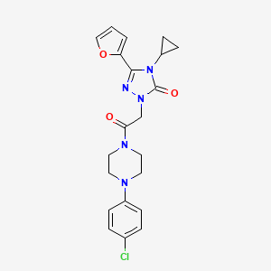 molecular formula C21H22ClN5O3 B2982294 1-(2-(4-(4-chlorophenyl)piperazin-1-yl)-2-oxoethyl)-4-cyclopropyl-3-(furan-2-yl)-1H-1,2,4-triazol-5(4H)-one CAS No. 1797174-70-9