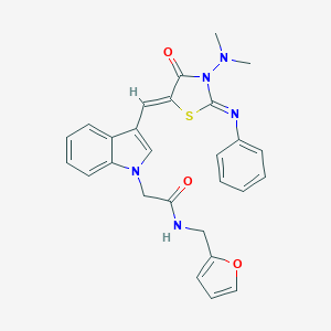molecular formula C27H25N5O3S B298230 2-(3-{[3-(dimethylamino)-4-oxo-2-(phenylimino)-1,3-thiazolidin-5-ylidene]methyl}-1H-indol-1-yl)-N-(2-furylmethyl)acetamide 