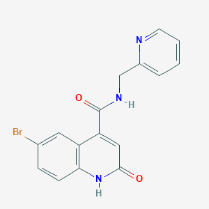molecular formula C16H12BrN3O2 B2982303 6-溴-2-氧代-N-(吡啶-2-基甲基)-1H-喹啉-4-甲酰胺 CAS No. 898192-73-9