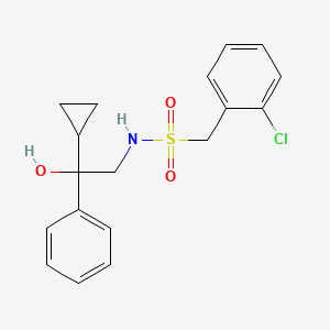 molecular formula C18H20ClNO3S B2982308 1-(2-chlorophenyl)-N-(2-cyclopropyl-2-hydroxy-2-phenylethyl)methanesulfonamide CAS No. 1421465-87-3