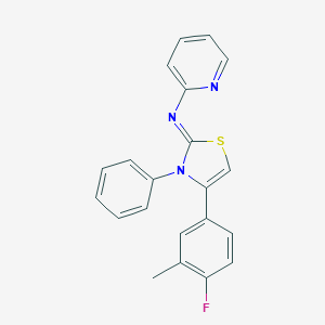 molecular formula C21H16FN3S B298231 N-(4-(4-fluoro-3-methylphenyl)-3-phenyl-1,3-thiazol-2(3H)-ylidene)-N-(2-pyridinyl)amine 