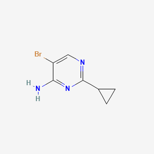 molecular formula C7H8BrN3 B2982313 5-溴-2-环丙基-嘧啶-4-胺 CAS No. 1381936-37-3