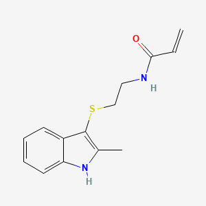 molecular formula C14H16N2OS B2982315 N-[2-[(2-Methyl-1H-indol-3-yl)sulfanyl]ethyl]prop-2-enamide CAS No. 2361646-06-0