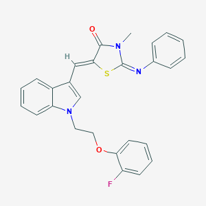 molecular formula C27H22FN3O2S B298232 5-({1-[2-(2-fluorophenoxy)ethyl]-1H-indol-3-yl}methylene)-3-methyl-2-(phenylimino)-1,3-thiazolidin-4-one 