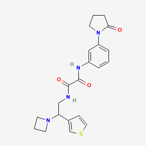 molecular formula C21H24N4O3S B2982321 N1-(2-(azetidin-1-yl)-2-(thiophen-3-yl)ethyl)-N2-(3-(2-oxopyrrolidin-1-yl)phenyl)oxalamide CAS No. 2034598-25-7
