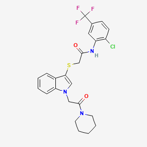molecular formula C24H23ClF3N3O2S B2982326 N-(2-氯-5-(三氟甲基)苯基)-2-((1-(2-氧代-2-(哌啶-1-基)乙基)-1H-吲哚-3-基)硫代)乙酰胺 CAS No. 878053-15-7