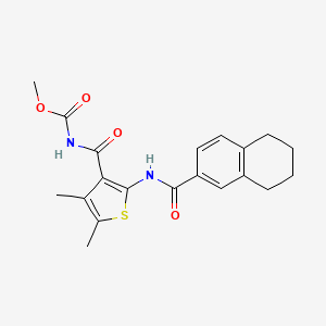molecular formula C20H22N2O4S B2982334 Methyl (4,5-dimethyl-2-(5,6,7,8-tetrahydronaphthalene-2-carboxamido)thiophene-3-carbonyl)carbamate CAS No. 896307-53-2
