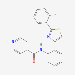 molecular formula C21H14FN3OS B2982338 N-(2-(2-(2-氟苯基)噻唑-4-基)苯基)异烟酰胺 CAS No. 1797181-91-9