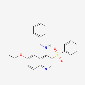 molecular formula C25H24N2O3S B2982339 6-ethoxy-N-(4-methylbenzyl)-3-(phenylsulfonyl)quinolin-4-amine CAS No. 895642-60-1