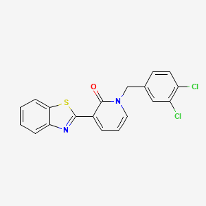 molecular formula C19H12Cl2N2OS B2982340 3-(1,3-benzothiazol-2-yl)-1-(3,4-dichlorobenzyl)-2(1H)-pyridinone CAS No. 400089-34-1