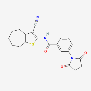 molecular formula C21H19N3O3S B2982348 N-(3-cyano-5,6,7,8-tetrahydro-4H-cyclohepta[b]thiophen-2-yl)-3-(2,5-dioxopyrrolidin-1-yl)benzamide CAS No. 391867-83-7