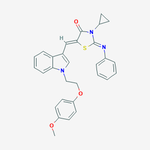 molecular formula C30H27N3O3S B298235 (2Z,5Z)-3-cyclopropyl-5-({1-[2-(4-methoxyphenoxy)ethyl]-1H-indol-3-yl}methylidene)-2-(phenylimino)-1,3-thiazolidin-4-one 