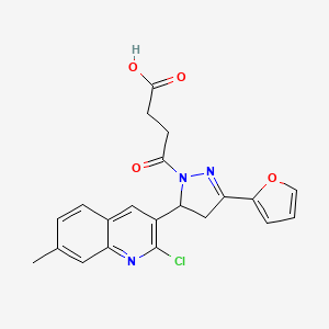 molecular formula C21H18ClN3O4 B2982368 4-(5-(2-chloro-7-methylquinolin-3-yl)-3-(furan-2-yl)-4,5-dihydro-1H-pyrazol-1-yl)-4-oxobutanoic acid CAS No. 511237-80-2