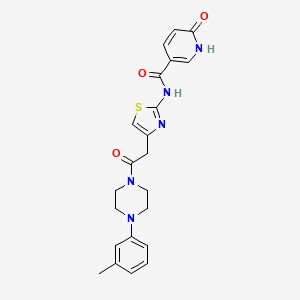 molecular formula C22H23N5O3S B2982381 6-oxo-N-(4-(2-oxo-2-(4-(m-tolyl)piperazin-1-yl)ethyl)thiazol-2-yl)-1,6-dihydropyridine-3-carboxamide CAS No. 946259-24-1