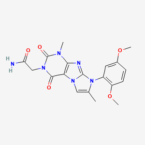 molecular formula C19H20N6O5 B2982399 2-(8-(2,5-dimethoxyphenyl)-1,7-dimethyl-2,4-dioxo-1H-imidazo[2,1-f]purin-3(2H,4H,8H)-yl)acetamide CAS No. 896307-73-6