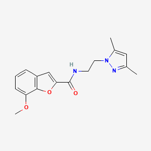 molecular formula C17H19N3O3 B2982437 N-(2-(3,5-dimethyl-1H-pyrazol-1-yl)ethyl)-7-methoxybenzofuran-2-carboxamide CAS No. 1226459-54-6