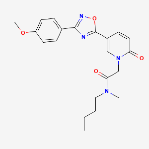 molecular formula C21H24N4O4 B2982454 4-{[3,5-dimethyl-4-(piperidin-1-ylsulfonyl)-1H-pyrazol-1-yl]methyl}-N-(pyridin-4-ylmethyl)benzamide CAS No. 1251695-70-1