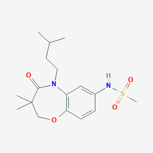 molecular formula C17H26N2O4S B2982499 N-(5-isopentyl-3,3-dimethyl-4-oxo-2,3,4,5-tetrahydrobenzo[b][1,4]oxazepin-7-yl)methanesulfonamide CAS No. 922005-23-0