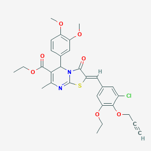 molecular formula C30H29ClN2O7S B298251 ethyl 2-[3-chloro-5-ethoxy-4-(2-propynyloxy)benzylidene]-5-(3,4-dimethoxyphenyl)-7-methyl-3-oxo-2,3-dihydro-5H-[1,3]thiazolo[3,2-a]pyrimidine-6-carboxylate 