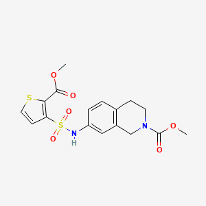 molecular formula C17H18N2O6S2 B2982510 methyl 7-(2-(methoxycarbonyl)thiophene-3-sulfonamido)-3,4-dihydroisoquinoline-2(1H)-carboxylate CAS No. 1448133-60-5