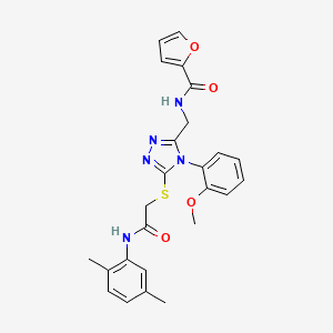 molecular formula C25H25N5O4S B2982516 N-[[5-[2-(2,5-dimethylanilino)-2-oxoethyl]sulfanyl-4-(2-methoxyphenyl)-1,2,4-triazol-3-yl]methyl]furan-2-carboxamide CAS No. 309969-67-3