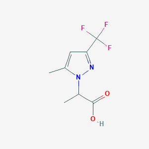 molecular formula C8H9F3N2O2 B2982531 2-[5-methyl-3-(trifluoromethyl)-1H-pyrazol-1-yl]propanoic acid CAS No. 1005566-34-6