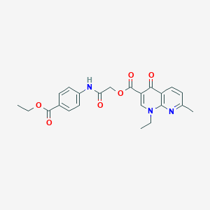 molecular formula C23H23N3O6 B2982541 2-((4-(Ethoxycarbonyl)phenyl)amino)-2-oxoethyl 1-ethyl-7-methyl-4-oxo-1,4-dihydro-1,8-naphthyridine-3-carboxylate CAS No. 562793-73-1