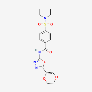 molecular formula C17H20N4O6S B2982553 4-(diethylsulfamoyl)-N-[5-(2,3-dihydro-1,4-dioxin-5-yl)-1,3,4-oxadiazol-2-yl]benzamide CAS No. 851094-76-3