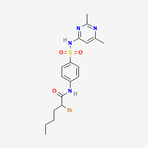 molecular formula C18H23BrN4O3S B2982555 2-bromo-N-{4-[(2,6-dimethylpyrimidin-4-yl)sulfamoyl]phenyl}hexanamide CAS No. 380467-37-8