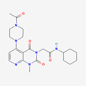 molecular formula C22H30N6O4 B2982558 2-(5-(4-acetylpiperazin-1-yl)-1-methyl-2,4-dioxo-1,2-dihydropyrido[2,3-d]pyrimidin-3(4H)-yl)-N-cyclohexylacetamide CAS No. 1021095-02-2