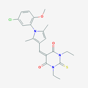 molecular formula C22H24ClN3O3S B298256 5-{[1-(5-chloro-2-methoxyphenyl)-2,5-dimethyl-1H-pyrrol-3-yl]methylidene}-1,3-diethyl-2-thioxodihydropyrimidine-4,6(1H,5H)-dione 