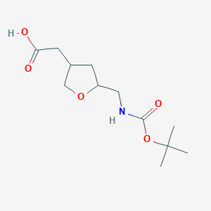 molecular formula C12H21NO5 B2982562 2-[5-[[(2-甲基丙烷-2-基)氧羰基氨基]甲基]氧杂环-3-基]乙酸 CAS No. 2260936-75-0