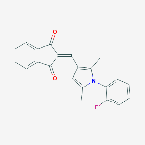molecular formula C22H16FNO2 B298259 2-{[1-(2-fluorophenyl)-2,5-dimethyl-1H-pyrrol-3-yl]methylene}-1H-indene-1,3(2H)-dione 