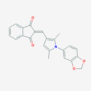 molecular formula C23H17NO4 B298260 2-{[1-(1,3-benzodioxol-5-yl)-2,5-dimethyl-1H-pyrrol-3-yl]methylidene}-1H-indene-1,3(2H)-dione 