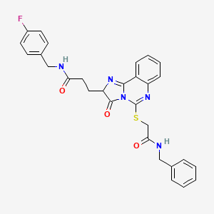 molecular formula C29H26FN5O3S B2982605 3-(5-{[(benzylcarbamoyl)methyl]sulfanyl}-3-oxo-2H,3H-imidazo[1,2-c]quinazolin-2-yl)-N-[(4-fluorophenyl)methyl]propanamide CAS No. 1044147-32-1