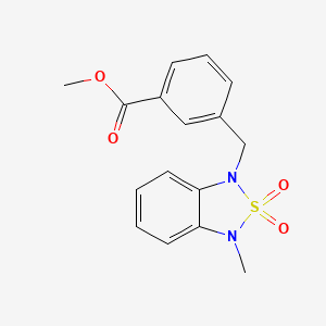 molecular formula C16H16N2O4S B2982612 methyl 3-((3-methyl-2,2-dioxidobenzo[c][1,2,5]thiadiazol-1(3H)-yl)methyl)benzoate CAS No. 2034398-44-0