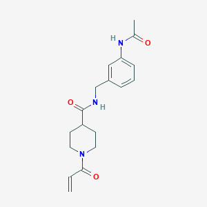 molecular formula C18H23N3O3 B2982625 N-[(3-Acetamidophenyl)methyl]-1-prop-2-enoylpiperidine-4-carboxamide CAS No. 2361725-00-8