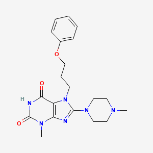 molecular formula C20H26N6O3 B2982627 3-methyl-8-(4-methylpiperazin-1-yl)-7-(3-phenoxypropyl)-1H-purine-2,6(3H,7H)-dione CAS No. 876892-53-4