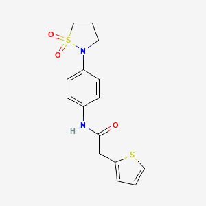 molecular formula C15H16N2O3S2 B2982633 N-(4-(1,1-dioxidoisothiazolidin-2-yl)phenyl)-2-(thiophen-2-yl)acetamide CAS No. 1208961-81-2