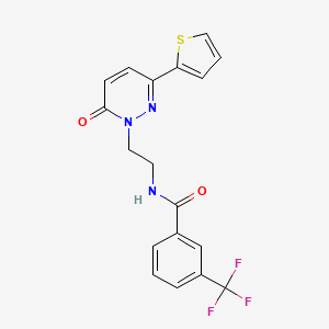 molecular formula C18H14F3N3O2S B2982642 N-(2-(6-oxo-3-(thiophen-2-yl)pyridazin-1(6H)-yl)ethyl)-3-(trifluoromethyl)benzamide CAS No. 946264-41-1