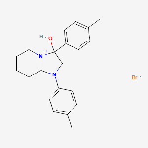 molecular formula C21H25BrN2O B2982652 3-羟基-1,3-二对甲苯基-2,3,5,6,7,8-六氢咪唑并[1,2-a]吡啶-1-溴 CAS No. 1104737-98-5