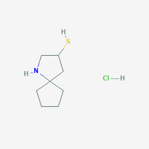 molecular formula C8H16ClNS B2982657 1-氮杂螺[4.4]壬烷-3-硫醇；盐酸盐 CAS No. 2551119-47-0