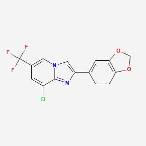 molecular formula C15H8ClF3N2O2 B2982661 2-(1,3-苯并二氧杂环戊-5-基)-8-氯-6-(三氟甲基)咪唑并[1,2-a]吡啶 CAS No. 866145-66-6
