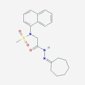 molecular formula C20H25N3O3S B298267 N-[2-(2-cycloheptylidenehydrazino)-2-oxoethyl]-N-naphthalen-1-ylmethanesulfonamide 