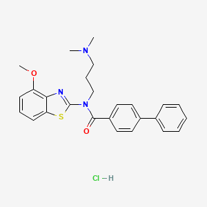 molecular formula C26H28ClN3O2S B2982673 N-(3-(二甲氨基)丙基)-N-(4-甲氧基苯并[d]噻唑-2-基)-[1,1'-联苯]-4-甲酰胺盐酸盐 CAS No. 1219179-75-5